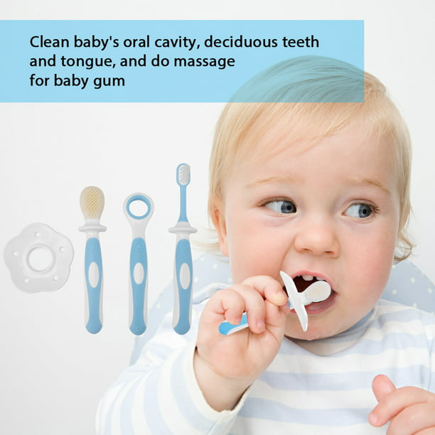 Baby Toothbrush Set Infant Brushing Teeth Tongue Train Safety Cover Soft Healthy